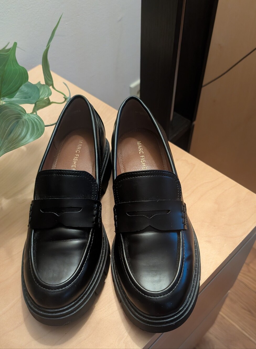 Marc Fisher Norton Lug Sole Penny Loafer Black Penny Loafers